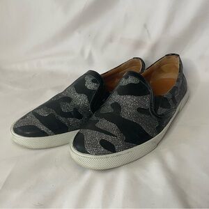 Jimmy Choo Black Silver Camouflage Glitter Sneakers – Size 37 – Pull-On